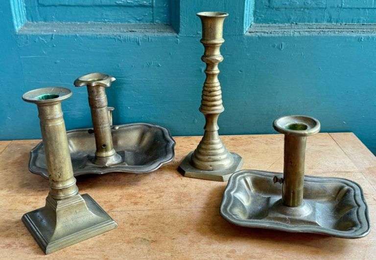 Brass Candlesticks with Drip Trays