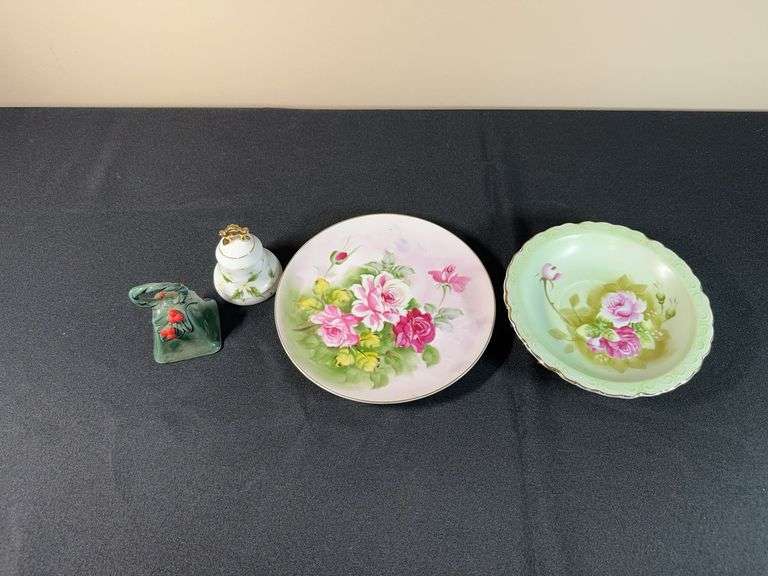Lot of Hand-Painted Floral China & Miniature Pottery
