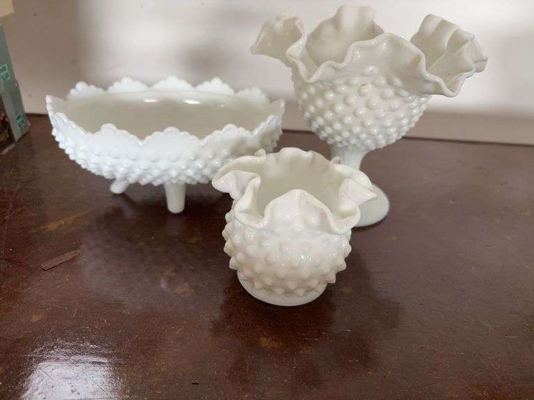 3 milk glass pieces