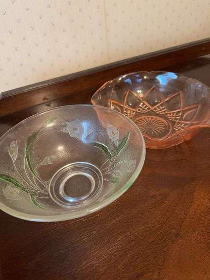 Vintage Etched Glass Bowl
