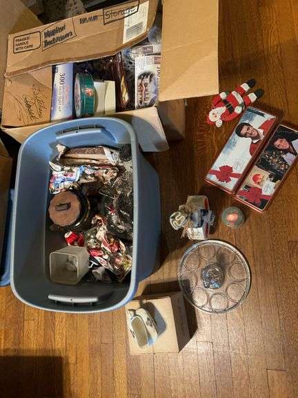 Christmas Lights, Decor, Glassware, Tins, etc.