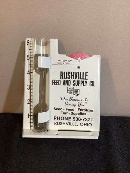 Vintage Rushville Feed & Supply Rain Gauge Recorder – Rushville, Ohio