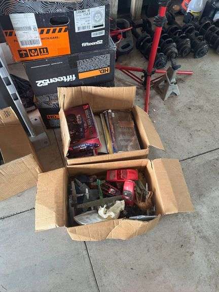 Boxed Lot of Model Vehicles, Toys, and Posters