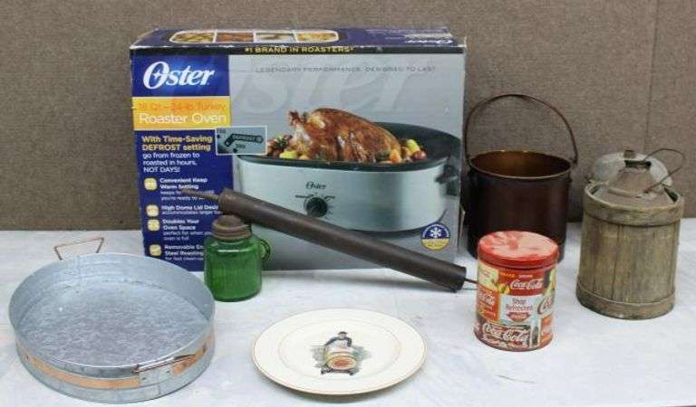 Kitchenware and Decor Items, Including Oster Roaster Oven