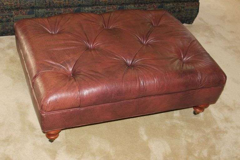 Ethan Allen Leather Ottoman