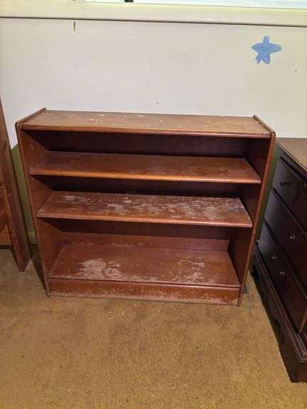 Three-Shelf Wooden Bookcase With Rounded Edges