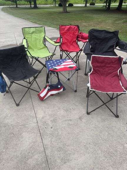Lot of Folding Camp Chairs plus folding Table