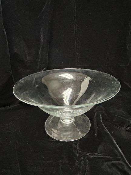 Large Clear Glass Pedestal Compote Bowl – 13-3/8" Diameter