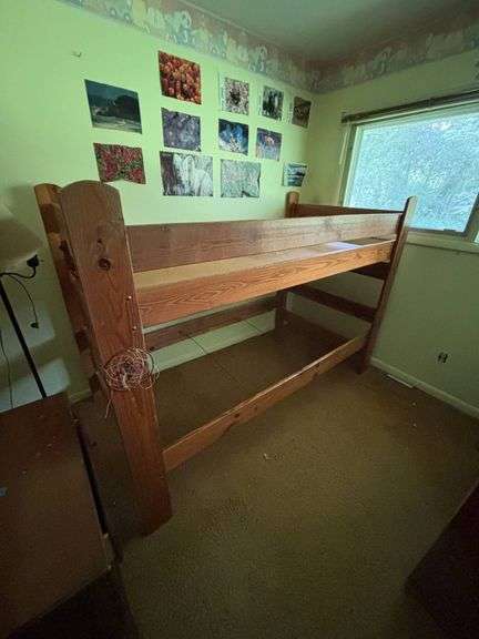 Wooden Loft Bed Frame with Integrated Guardrails