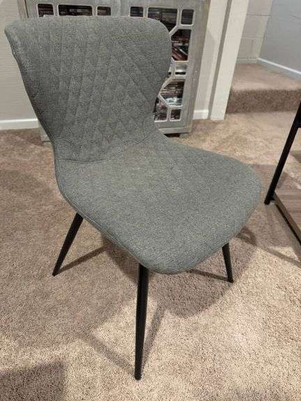 Modern Upholstered Side Chair with Black Metal Legs