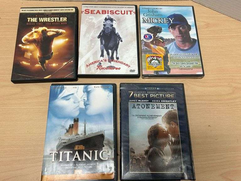 DVD Movie Collection – Titanic, Atonement, The Wrestler, Seabiscuit & Mickey
