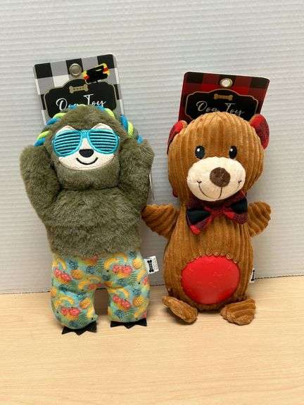 Woof Plush Dog Toys – Sloth & Bear Pair