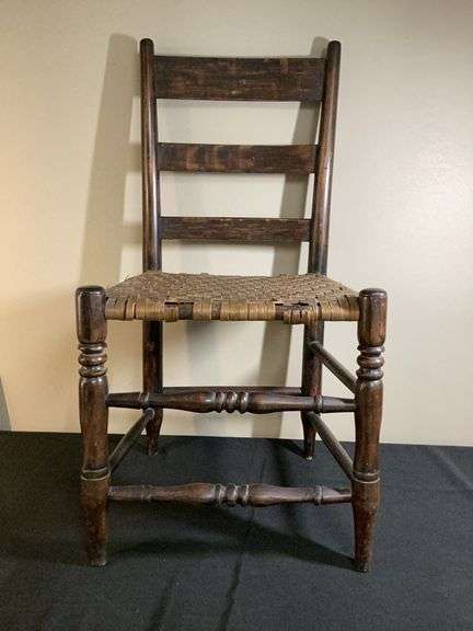 Antique Ladder Back Chair with Woven Seat