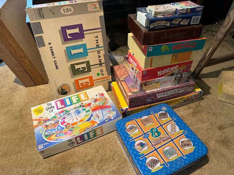 Board Games Including The Game of Life, Yahtzee, and Scrabble