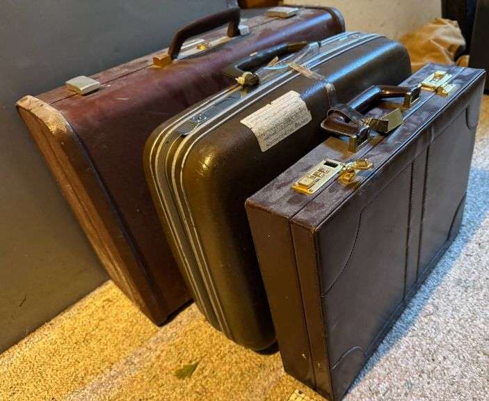Samsonite Vintage Hard-Shell Suitcases and Brown Leather Briefcase