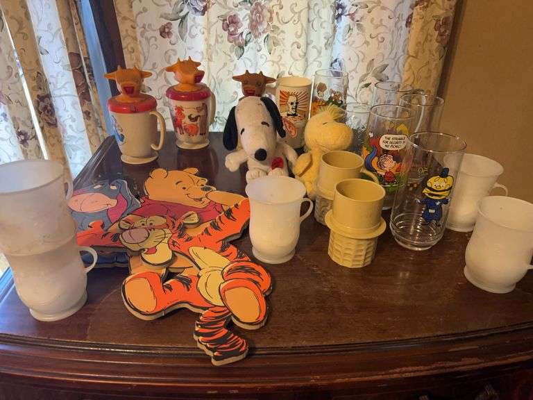 Vintage Cow Cups, Glassware, Winnie the Pooh, etc.