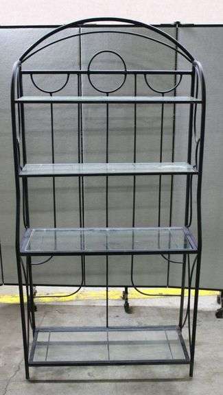 Metal and Glass Four-Tier Bakers Rack