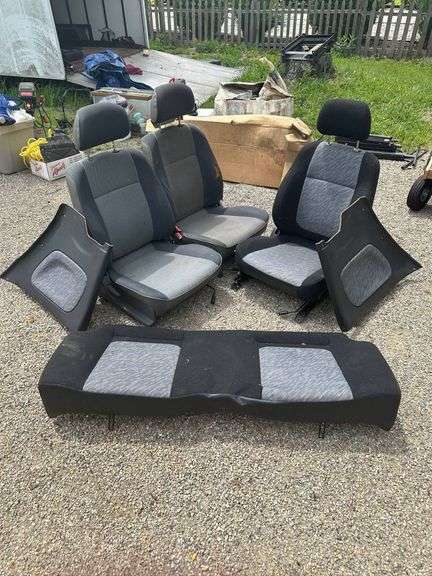 Automotive Seats and Panels with Gray and Black Upholstery