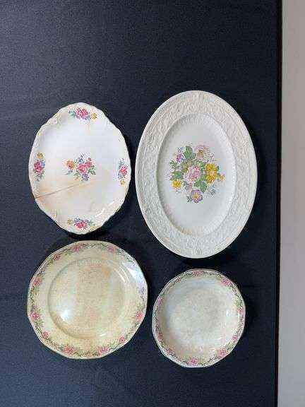 Mixed Lot of Vintage Floral Platters & Plates – Pottery Marked