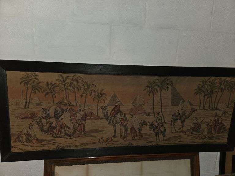 Vtg Tapestry with Detailed Egyptian Desert Scene