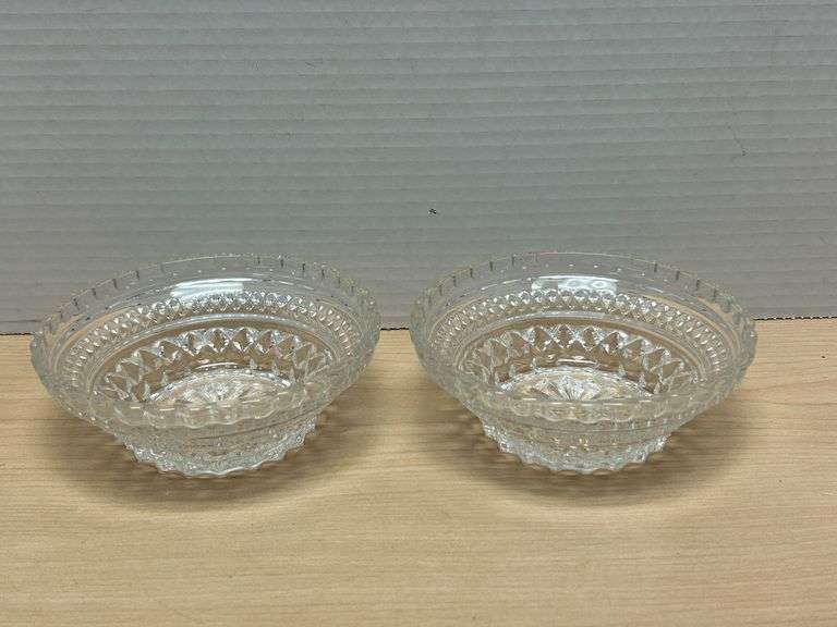 Pair of Vintage Pressed Glass Bowls
