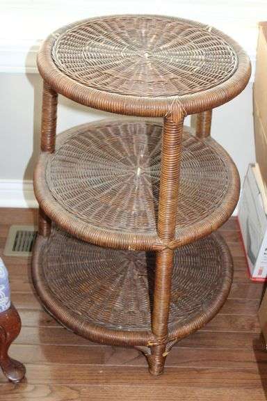 Wicker Three-Tier Stand
