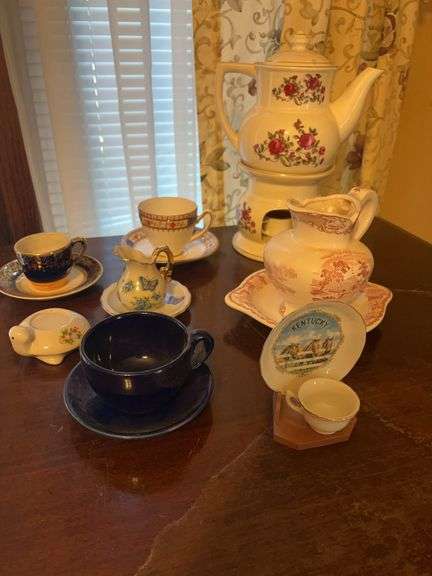 Vintage Red Toile Cream Pitcher, Ceramic Tea Pot, etc.