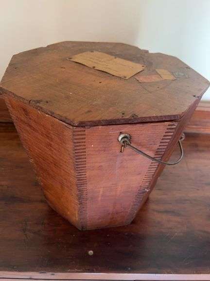 Antique Wood Pail & Stamps