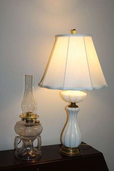 Glass Kerosene Lamps & Milk Glass Lamp