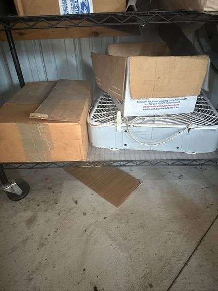 Boxed Miscellaneous Items, Box Fan, and Small Electronics