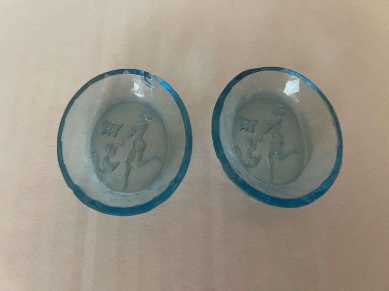 Antique Czech Intaglio Salt Cellars