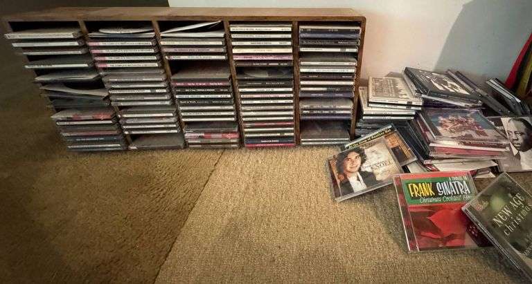 CDs with Wooden Storage Rack