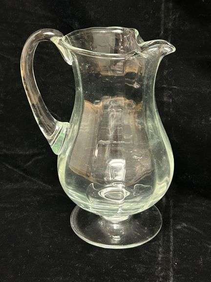 Hand-Blown Clear Glass Pitcher