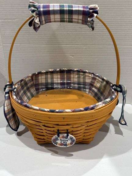 Longaberger Basket Insert Liner and Wood Accessory