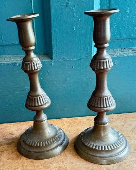 Vintage Solid Brass Candlesticks with Fluted Detailing