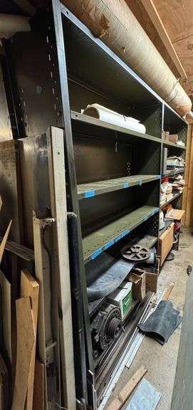 Metal Shelving Unit With Assorted Tools and Parts