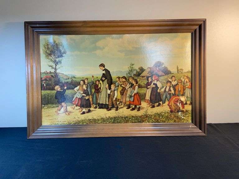 Vintage Turner Wall Accessory Print – Sunday School Walk (Framed, Mid-Century)