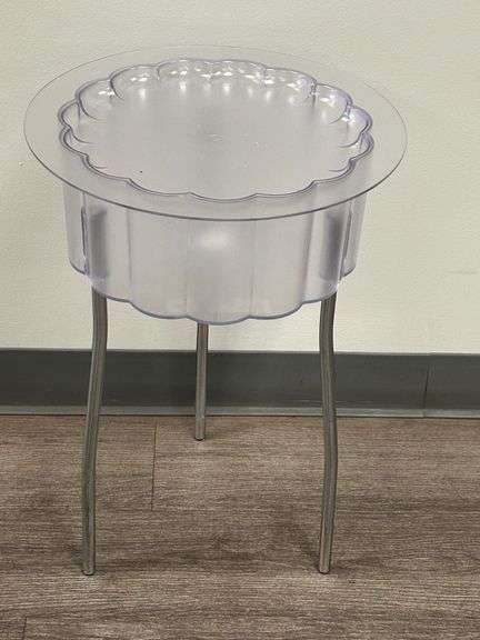 Clear Plastic Multi-Purpose Side Table with Removable Top Storage – 24-1/8"H x 15-7/8" Diameter