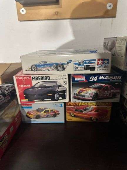 Plastic Model Car Kits Including Tamiya, Monogram, and Lindberg