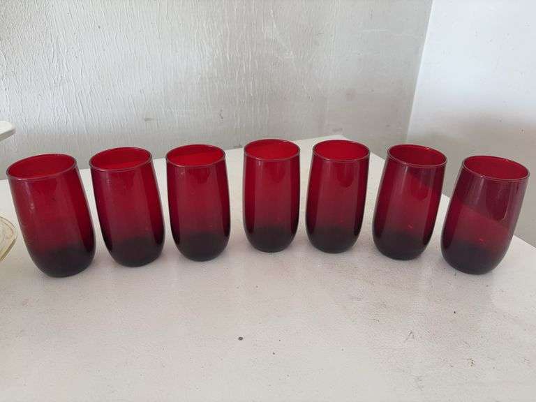7 ruby red glasses