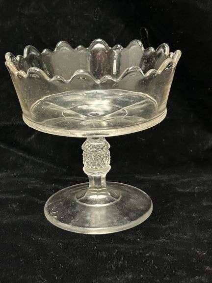 EAPG Pressed Glass Compote with Scalloped Edge