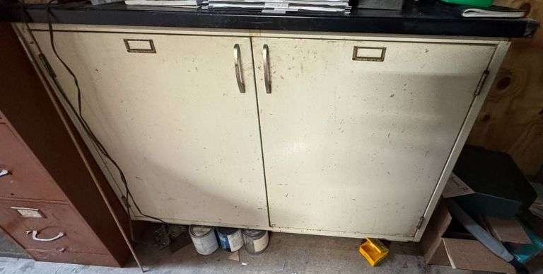 Metal Storage Cabinet with Two Doors and Interior Shelving