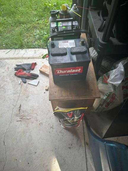 Automotive Lot Including Duralast Battery, Interstates Battery, and Maintenance Supplies