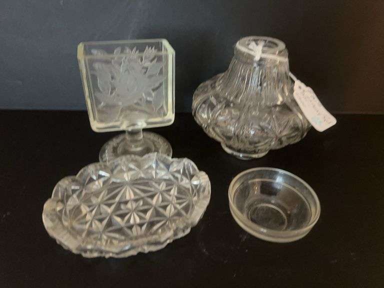 Vintage Glass Cigarette Holder, Lightening Rod Bowl