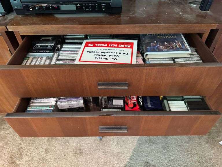 Several drawers of cassette Tapes and Photo Slides