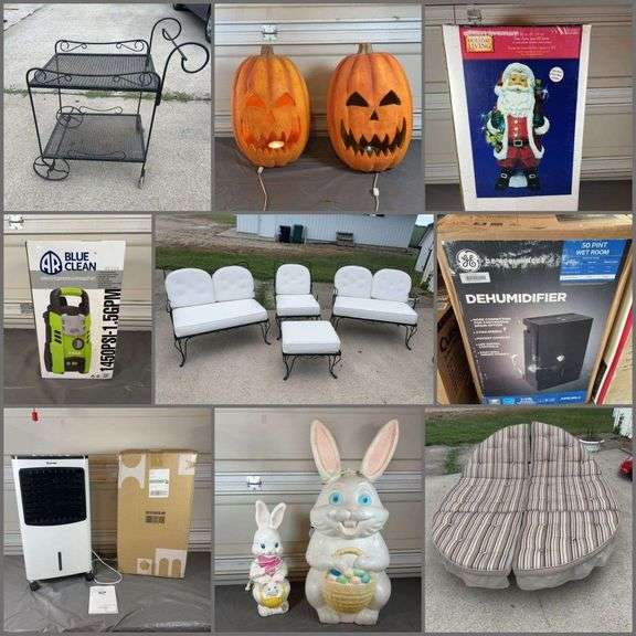 Wrought Iron Patio Sets, NIB Items, Holiday Decorations & More!