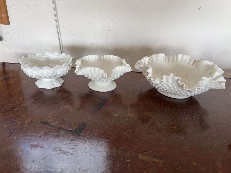 3 Milk Glass pieces