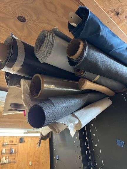 Rolls of Fabric and Material on Industrial Shelving