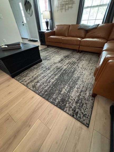 Rectangular Gray and Black Area Rug with Gradient Pattern