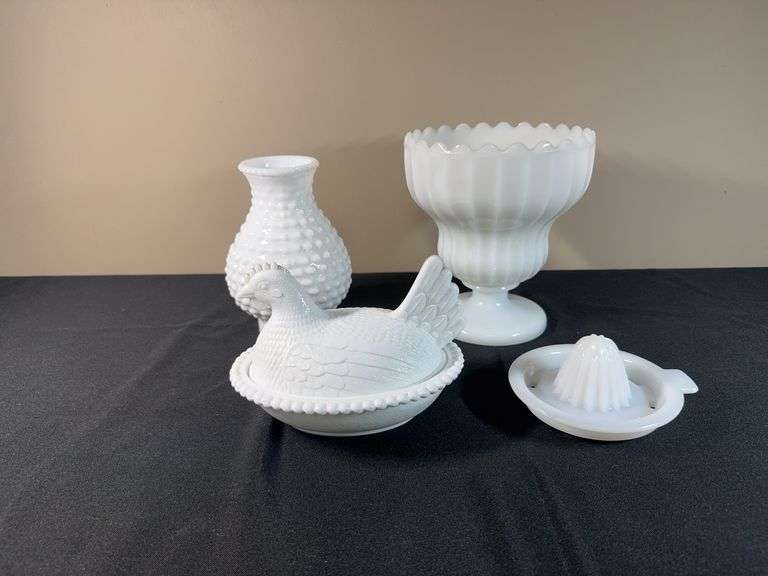 Lot of Vintage Milk Glass Pieces